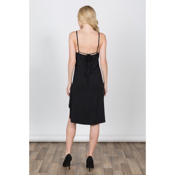 Women's High-Low Casual Tank Dress with Jewelry Detailed Chest - Elegant - Picture 3 of 8